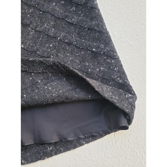 Nanette Lepore Vintage 90s Y2K Gray Wool Tweed A-Line Mini Skirt Chevron XS S - Picture 6 of 7